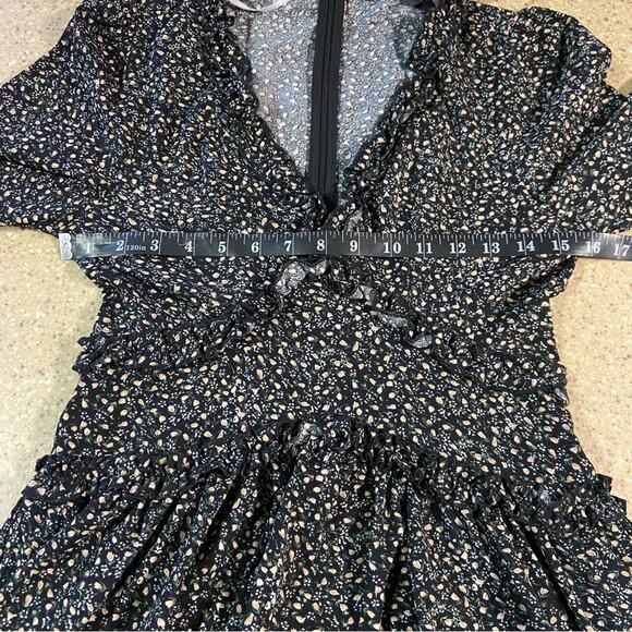 NWOT Lulus Admire You Black Floral Print Ruffled Long Sleeve Mini Dress - Picture 7 of 13